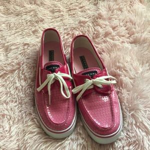 Pink sequin sperrys